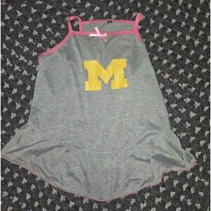 Grey Dog Dress with Yellow University Of Michigan Logo and Pink Trim